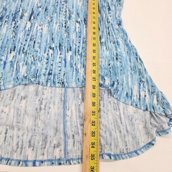 LOGO Layers Blue Abstract Tie-Dye Hi-Low Sleeveless Tunic Tank Top 1X Boho Flowy - Picture 11 of 11